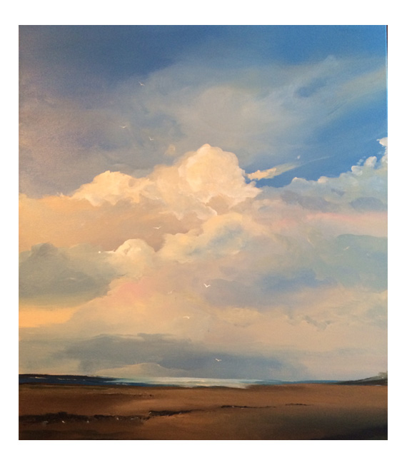 acrylic on canvas of cloudy day at the beach