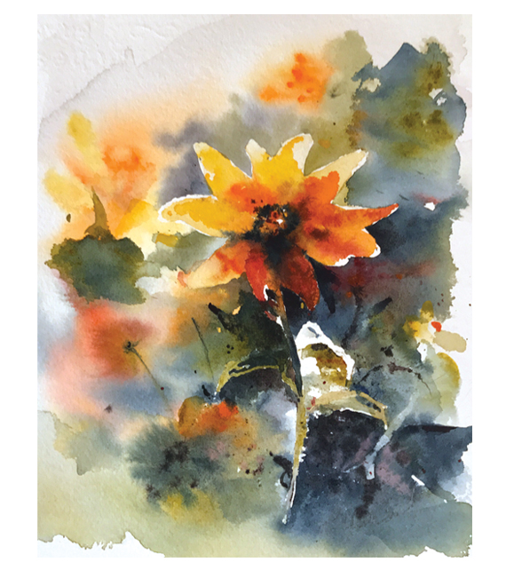 watercolor of bright blooms