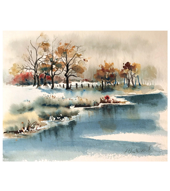 watercolor of a wintery quiet day