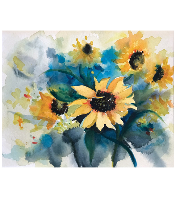 watercolor of sunflowers